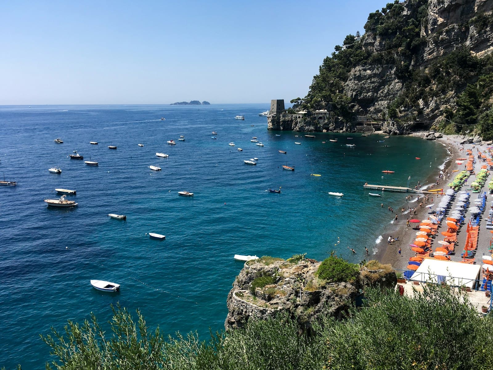 Positano rising above the Mediterranean
